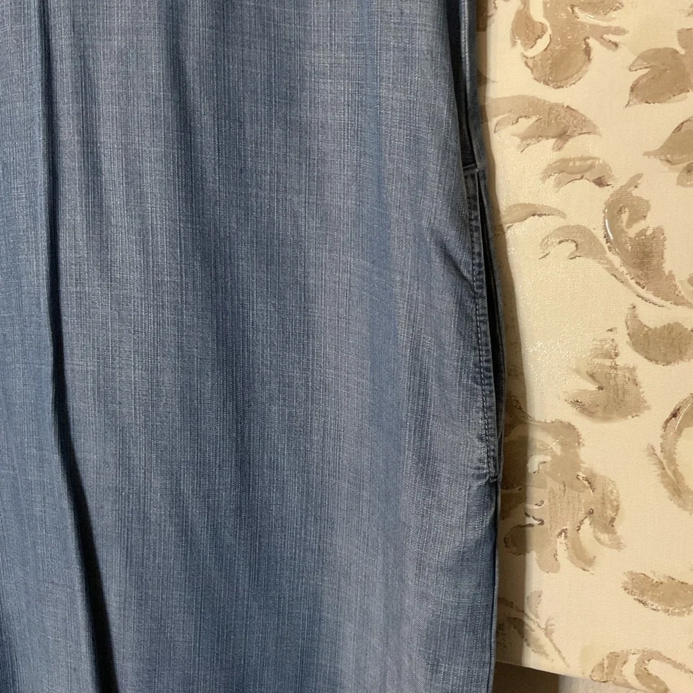 LOFT Outlet Blue V-Neck Chambray Dress - Picture 3 of 5